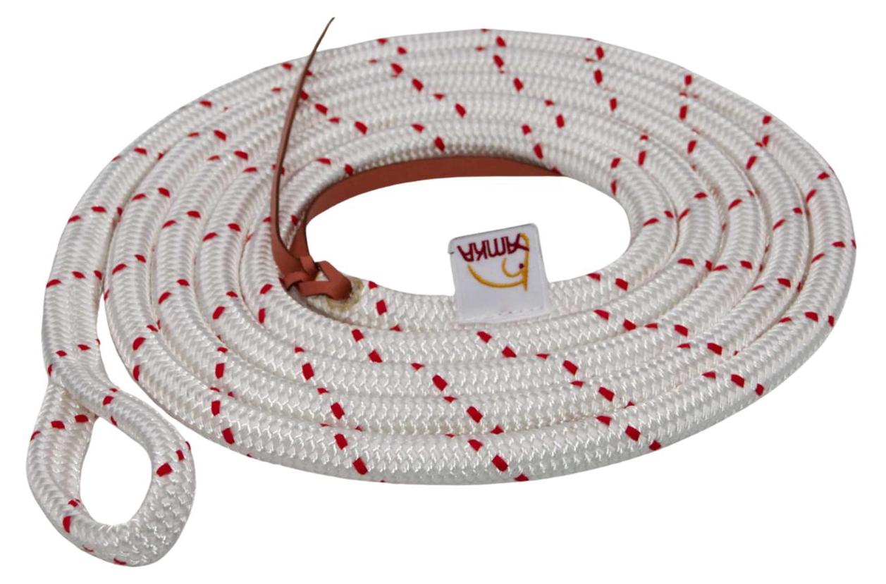 Bodenarbeitsseil AMKA ohne Karabiner 3,70 m mit Lederklatsche Bodenleine 03690