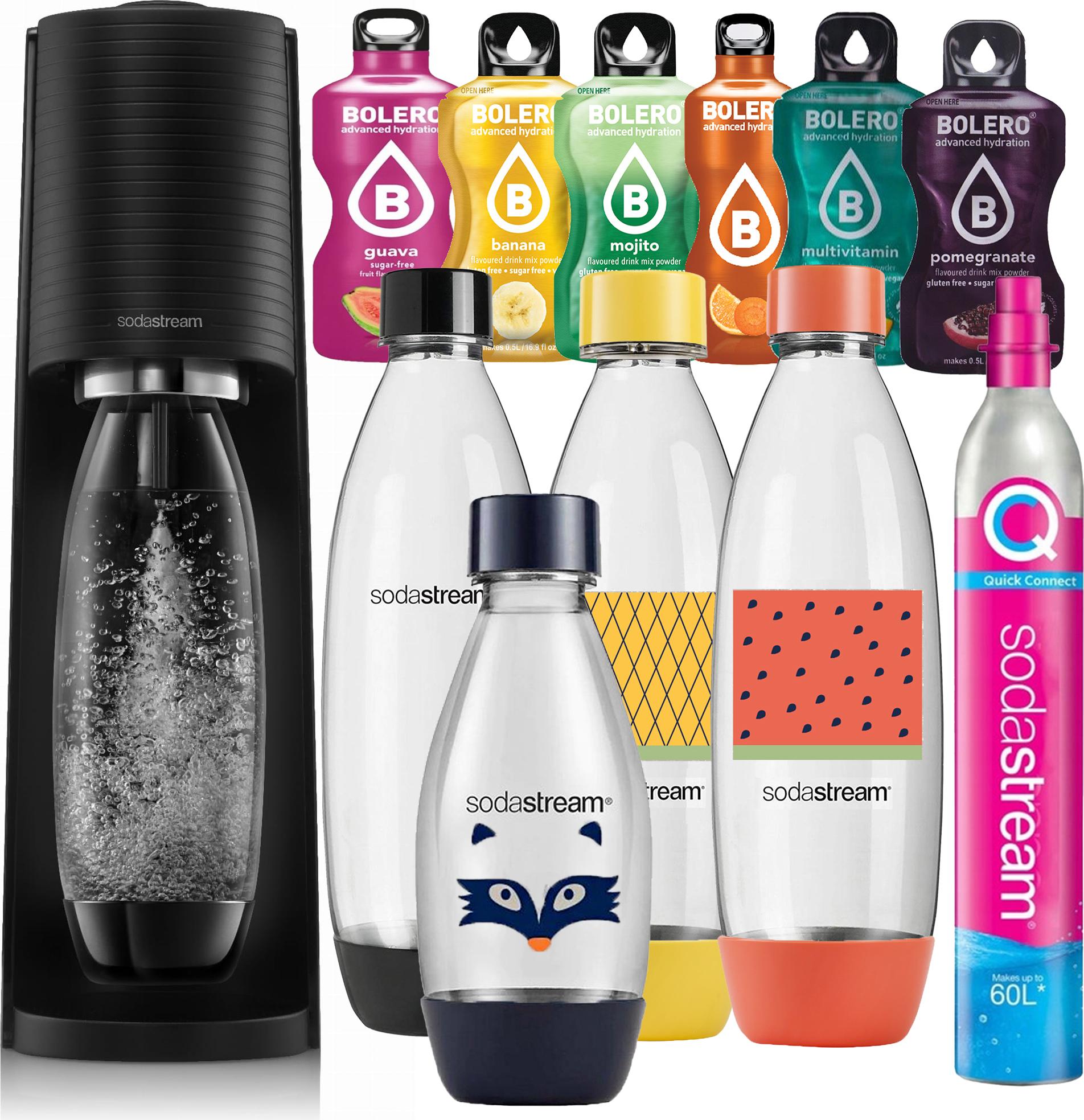 SODASTREAM TERRA SATURATOR CO2-KARTUSCHE FUSE x4 + Beutel BOLERO Pomelo und Little Heroes