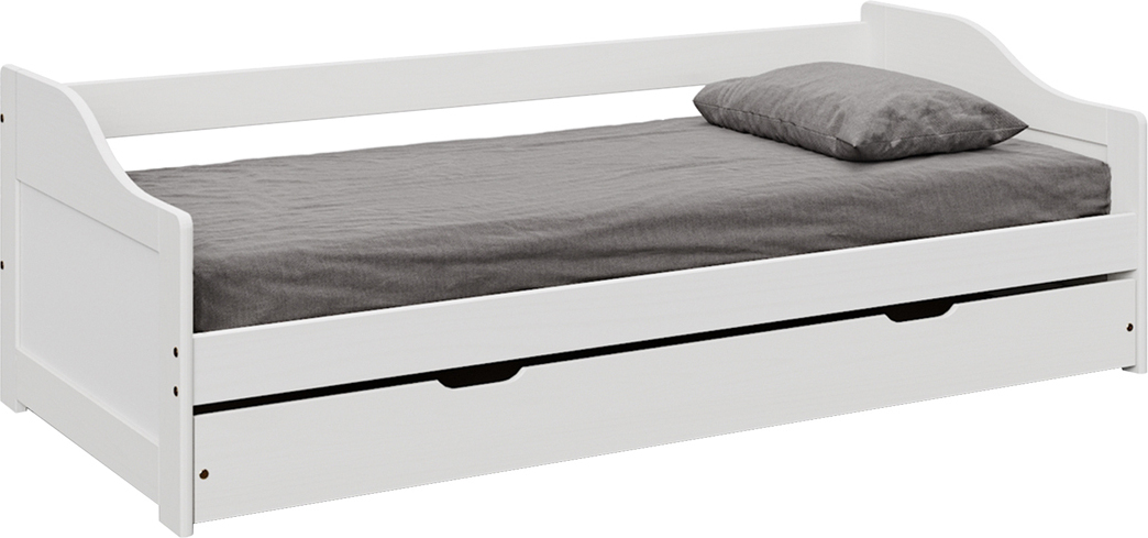 Kondela Einzelbett aus Holz mit Zustellbett Laura New 90 – weiß