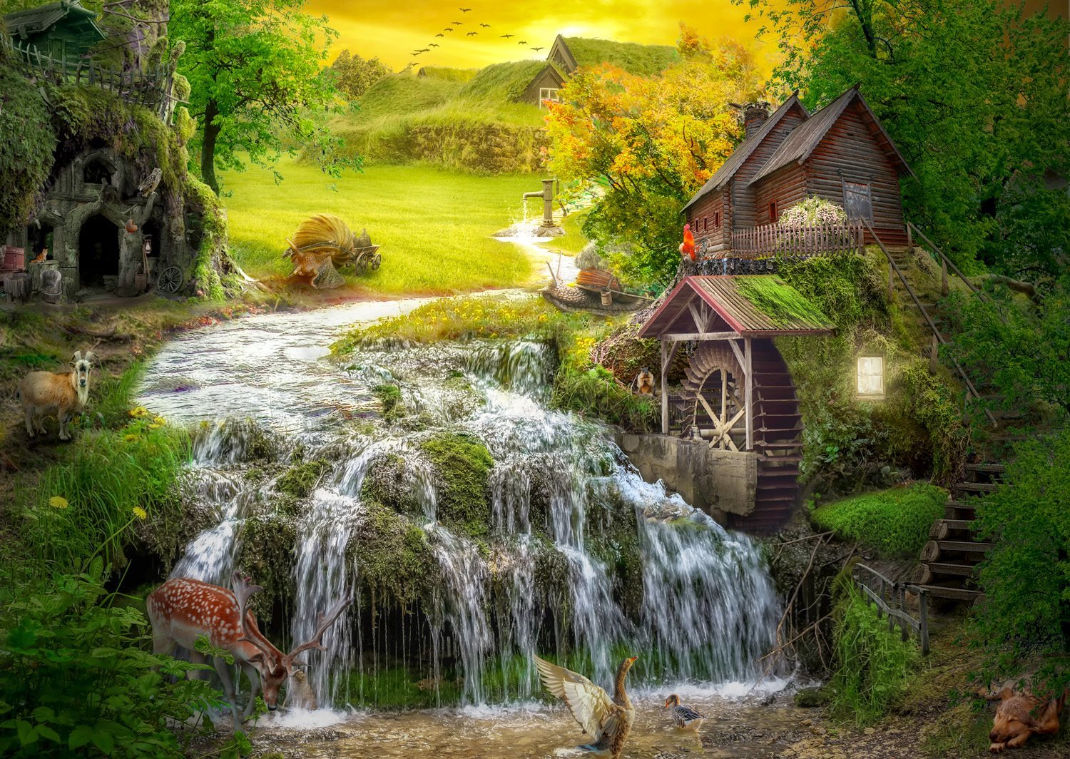 ENJOY Puzzle Blockhaus am Zauberfluss 1000 Teile ENJOY-1608
