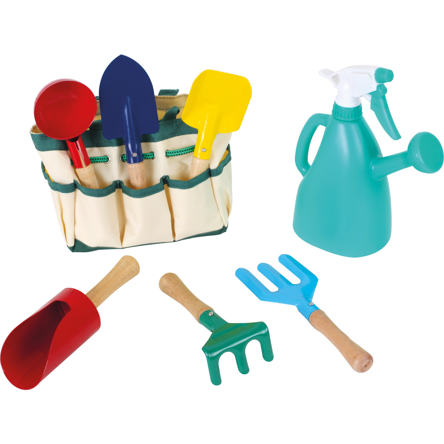 Mini Kinder Spielzeug Garten-Kleingeräte Gartenwerkzeug Set 6 teilig Tragetasche 