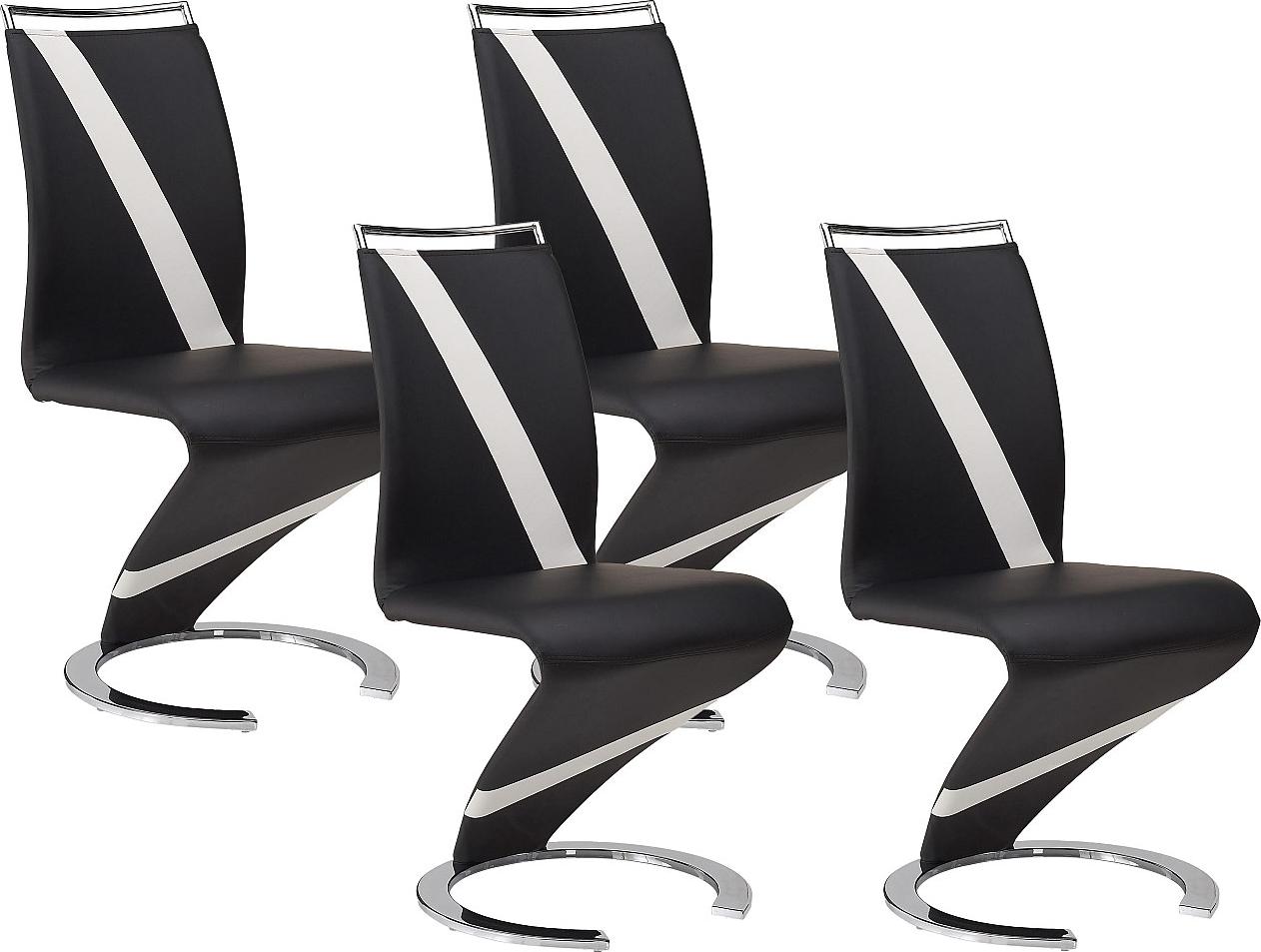 Vente-unique 4er Set TWIZY Stühle - Lederähnliches Material schwarz + weiß