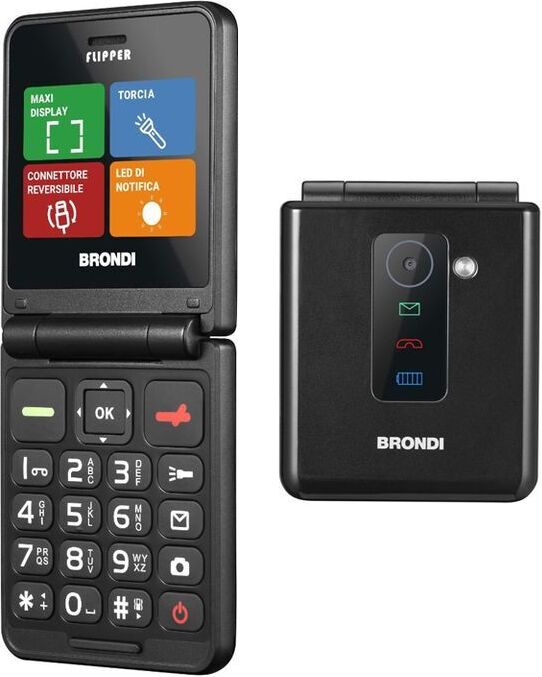 Brondi Flipper (Čierny) - Seniorský Mobilný Telefón