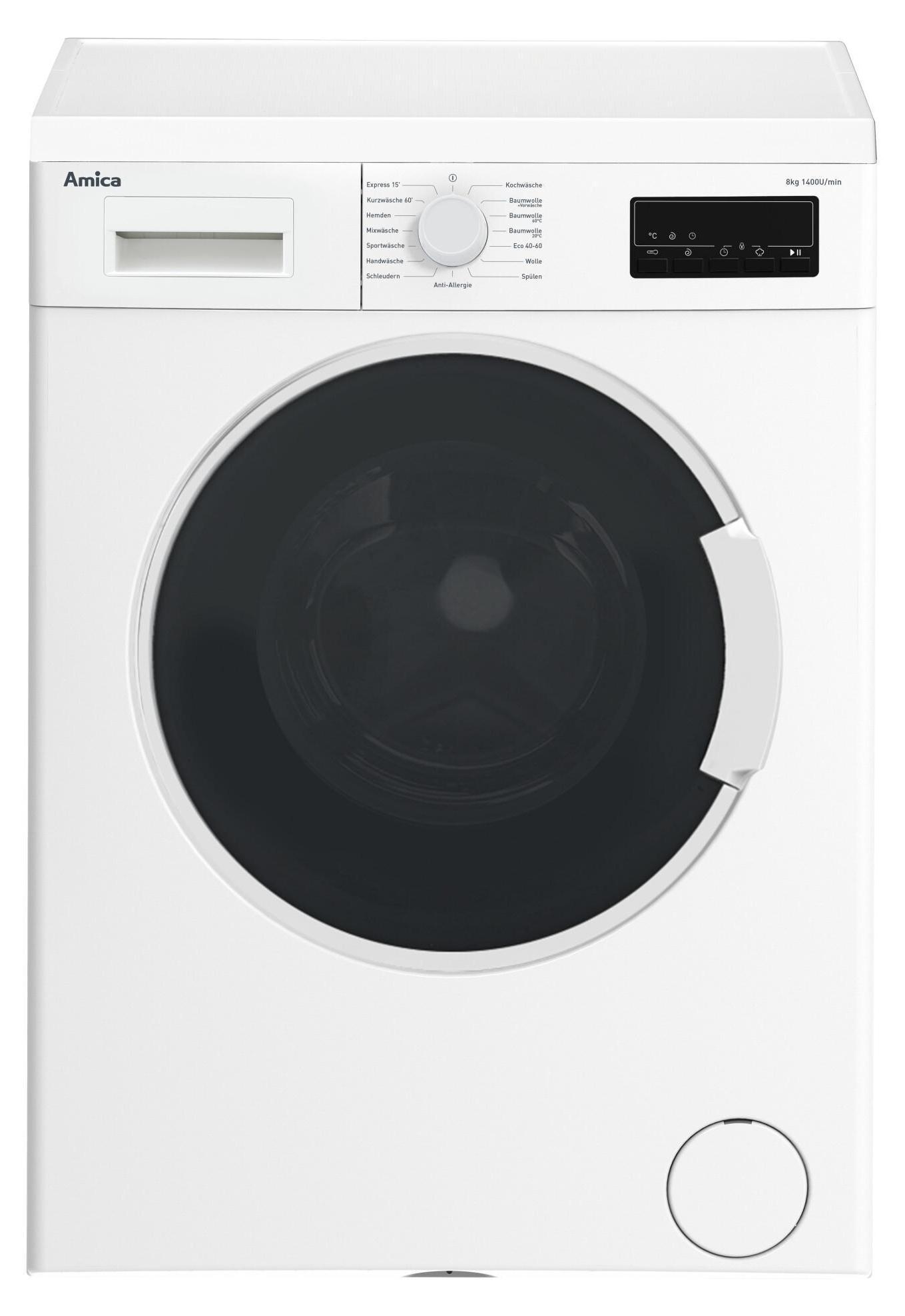 Amica UWA 484 040, Frontlader, 8 kg, B, 76 dB, 1330 RPM, C