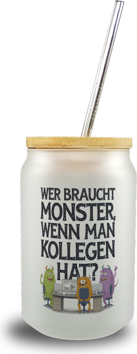 speecheese Keine Monster, aber Kollegen Trinkglas mit Bambusdeckel Monster als Kollege