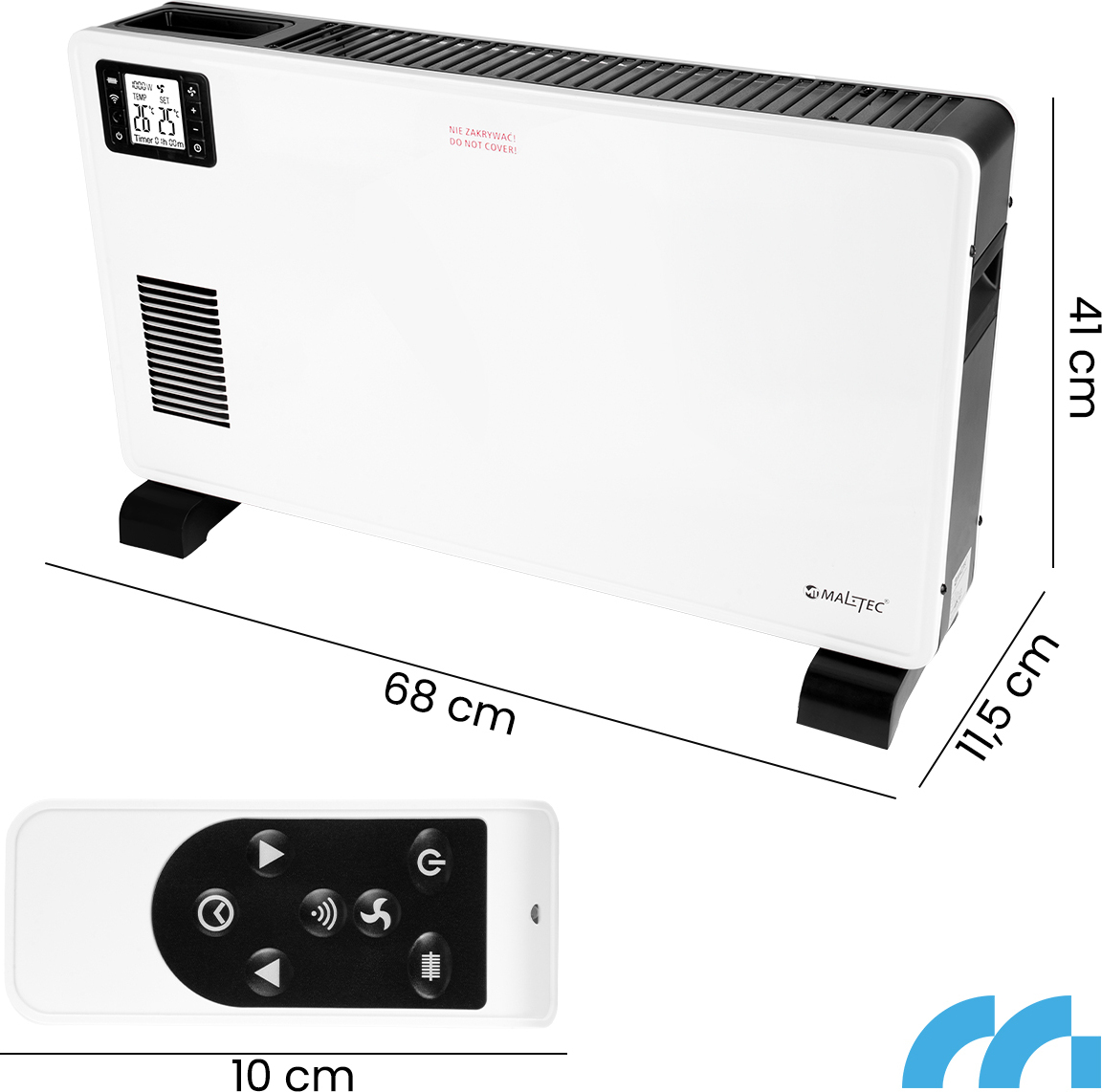MalTec elektrický konvektor termostat Ch3500DW Turbo 2300W Wifi APP ovládanie časovač 24h