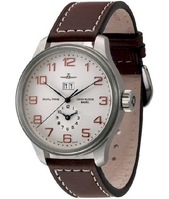 Zeno-Watch - Náramkové hodinky - Pánske - OS Retro + duálny čas - 8651-f2