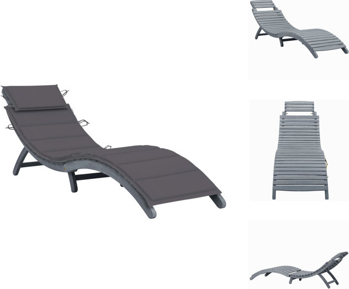 vidaXL Lehátko s vankúšom sivé z masívneho dreva akácie - Lehátka