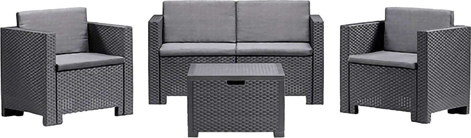 Kuiper Outdoor-Set, 4 Sitzplätze, Schwarz, Wasserdicht