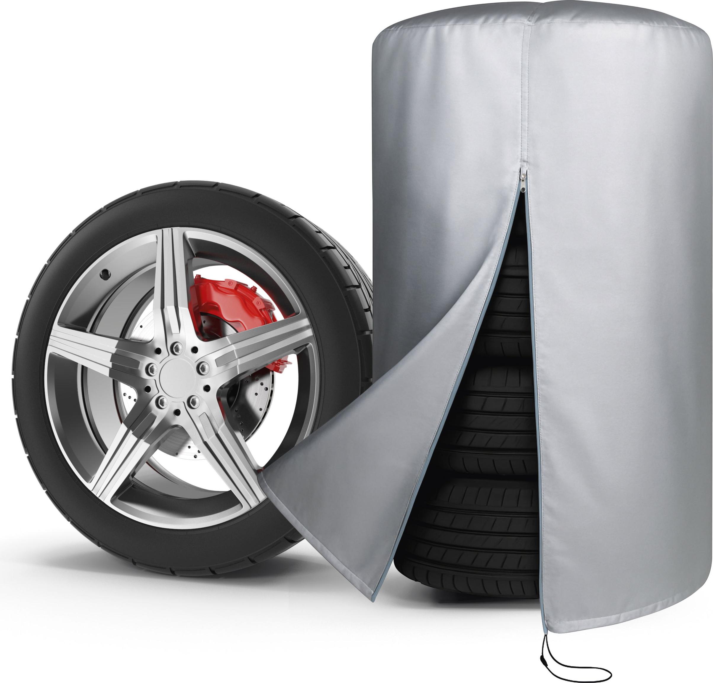 WALSER Auto Reifentasche, Autoreifen Aufbewahrung für 4 Reifen, Autoreifen Hülle, Autoreifen Tasche, Reifen Aufbewahrung, Reifen Hülle, Reifen Sack für Reifen Lagerung, Reifen Tasche silber 17-18 Zoll 13700