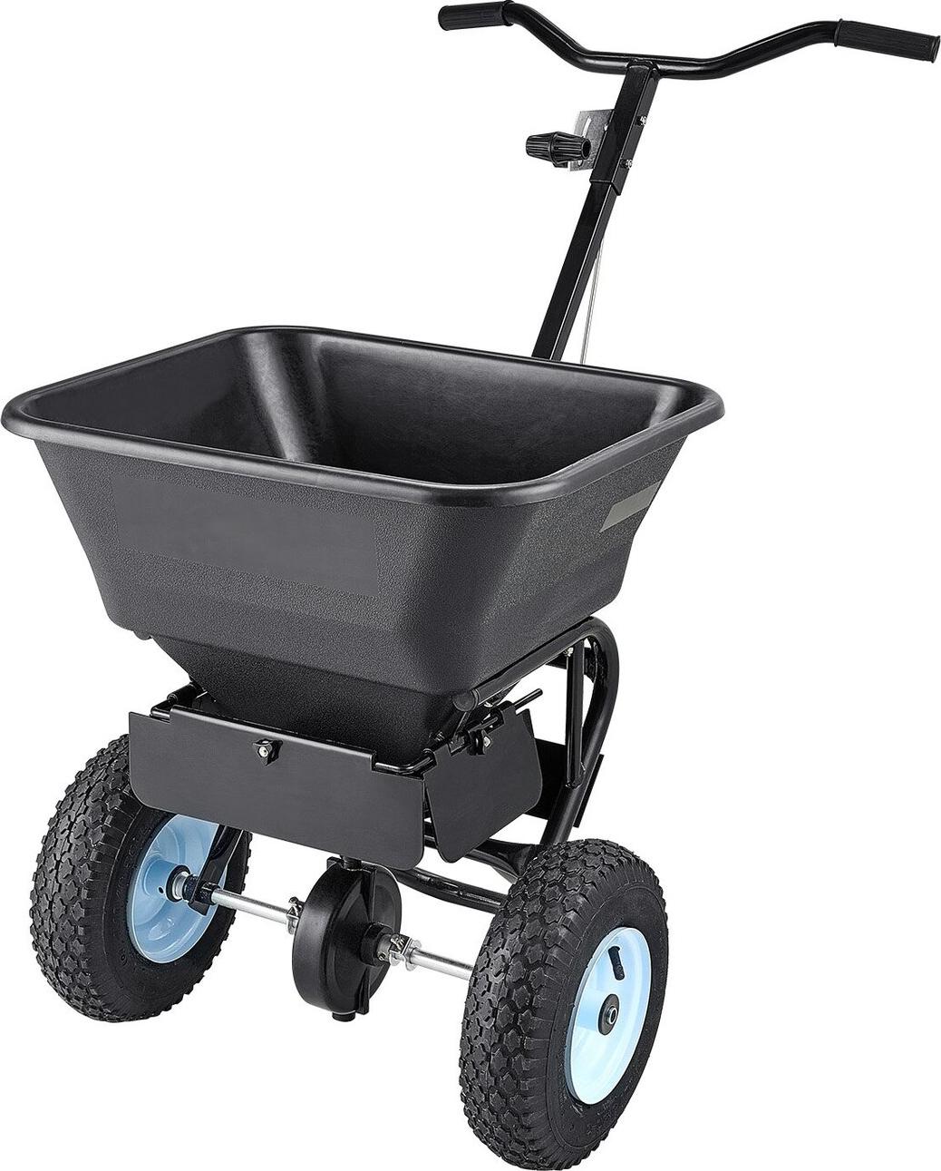 VEVOR Lawn Spreader, 100LBS Capacity, Walk-Behind Push Spreader, 0-9.8ft Spreading Width, 13 in All Terrain Pneumatic Tires, Fertilizer Spreaders with Hopper Grate, for Seed Salt Ice Melt TC2034B