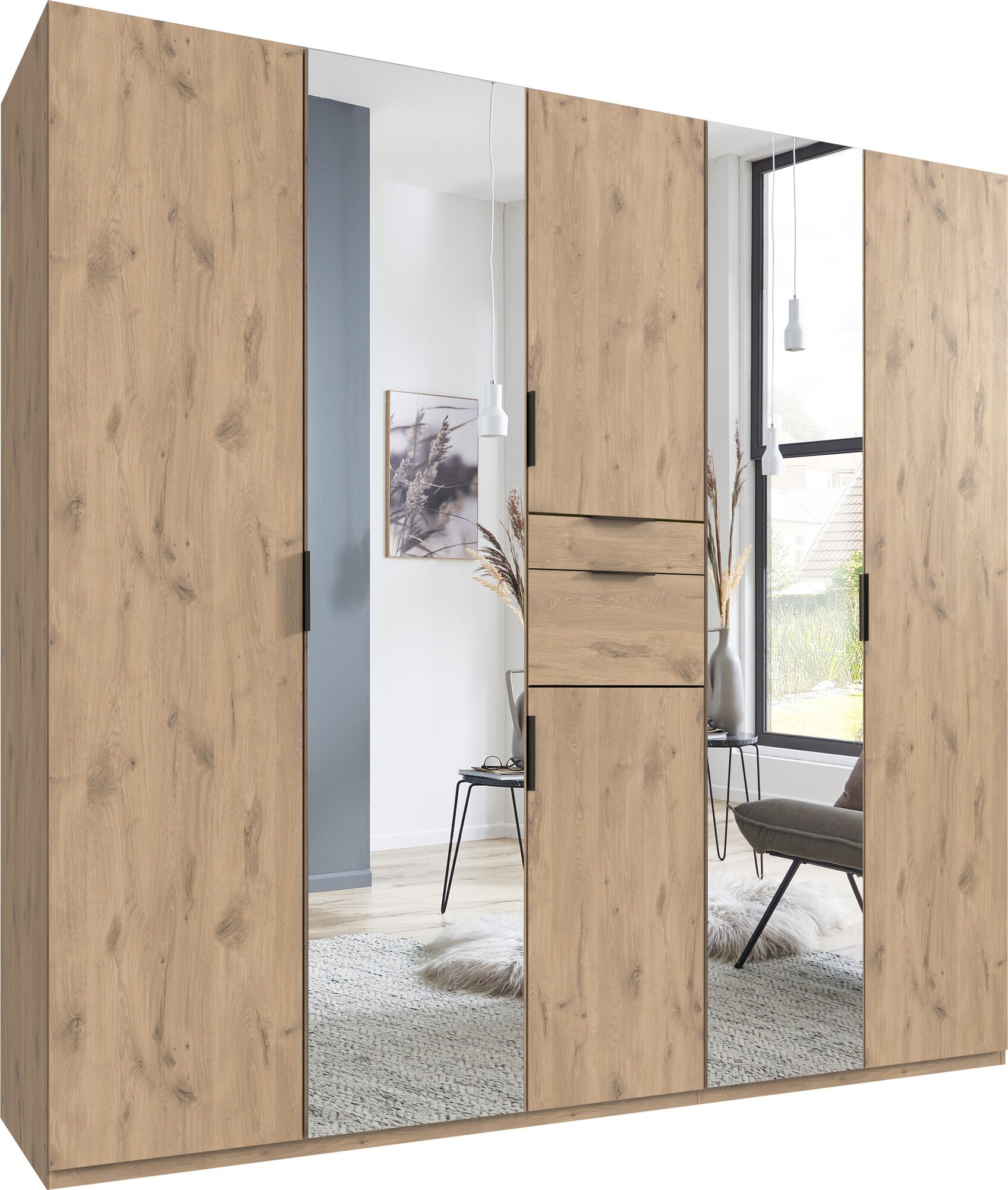 Drehtürenschrank >MOLDAU< in Viking Oak - 225x208x58cm (BxHxT)