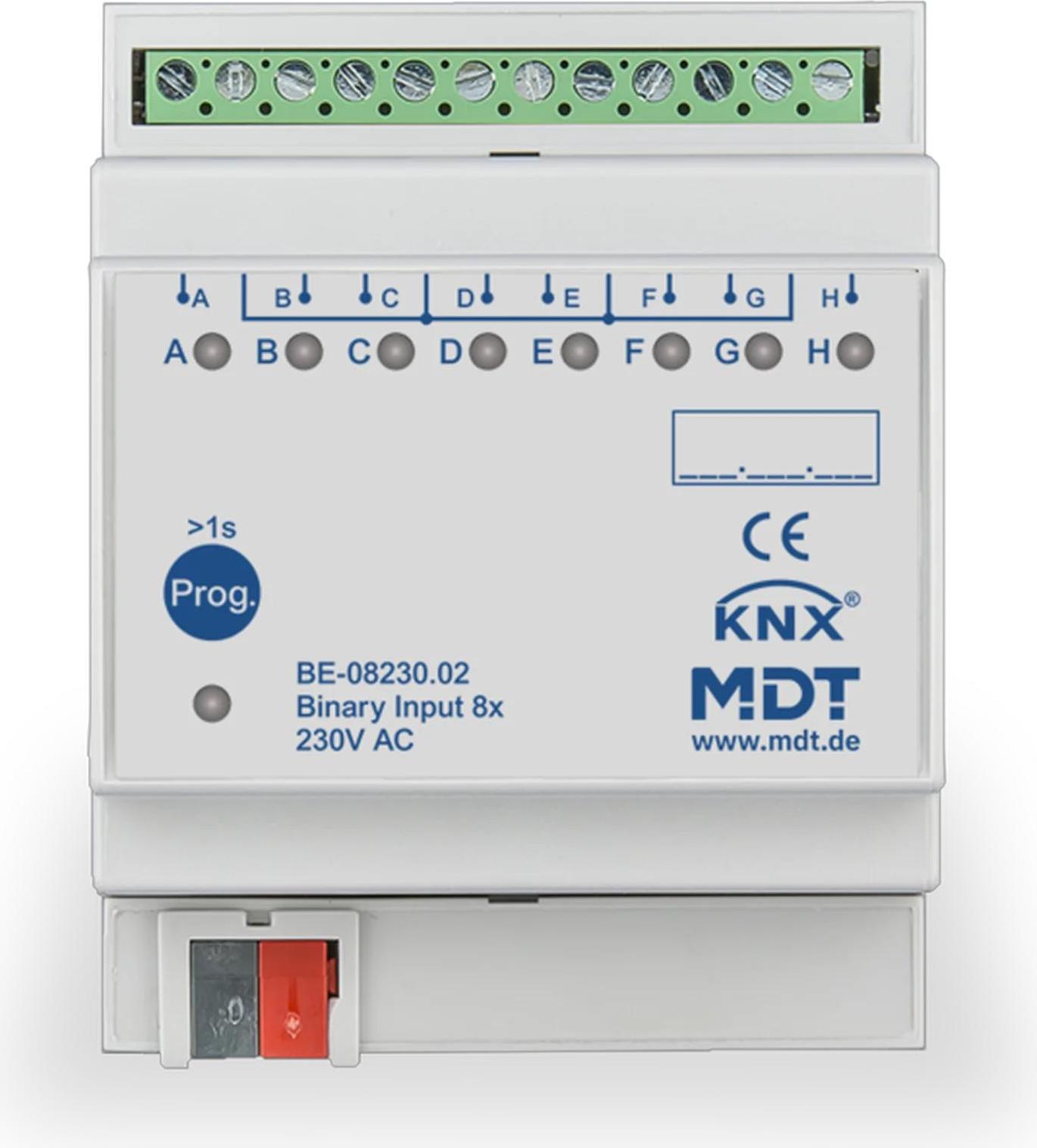 MDT KNX Binäreingang 8fach 230V AC/DC REG, 1 Stk. BE-08230.02