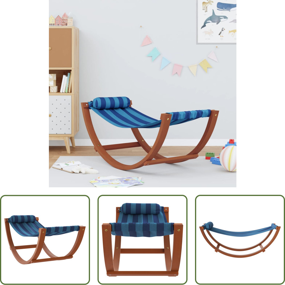 The Living Store Hojdacia hojdačka pre deti Modrá pruhovaná látka