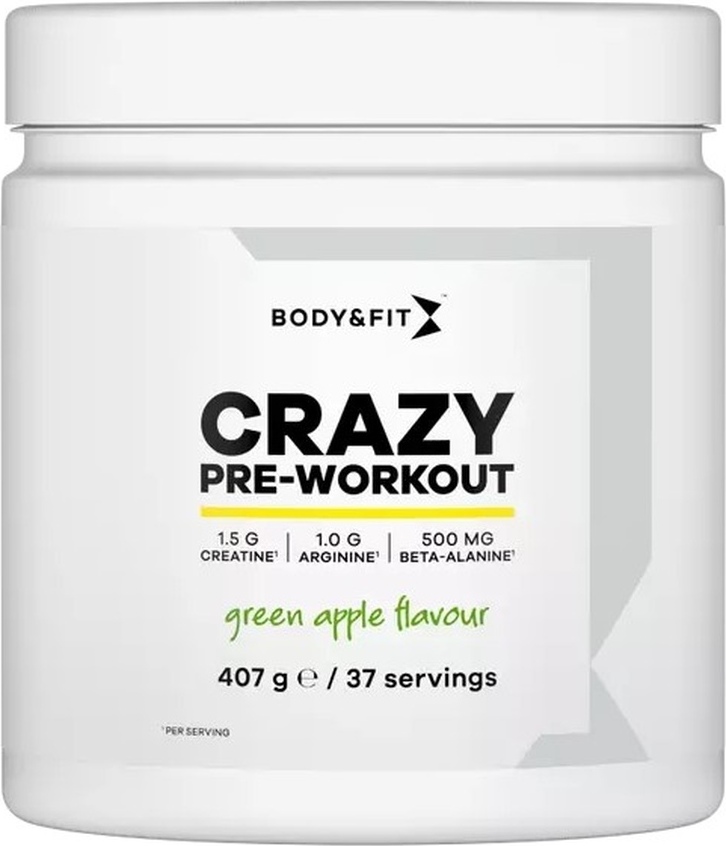 Body & Fit Crazy Pre-Workout – 407g-Dose Green Apple