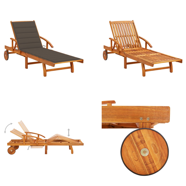 vidaXL Lehátko s opierkou Akáciové masívne drevo - Lehátko - Lehátka - Drevené ležadlo - Drevené ležadlá