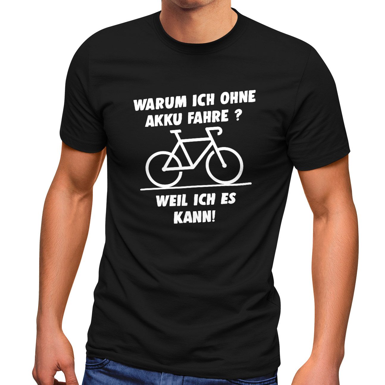 E-Bike Lustiger Radfahrer Spruch Warum Ich Mit Akku Fahr T-Shirt