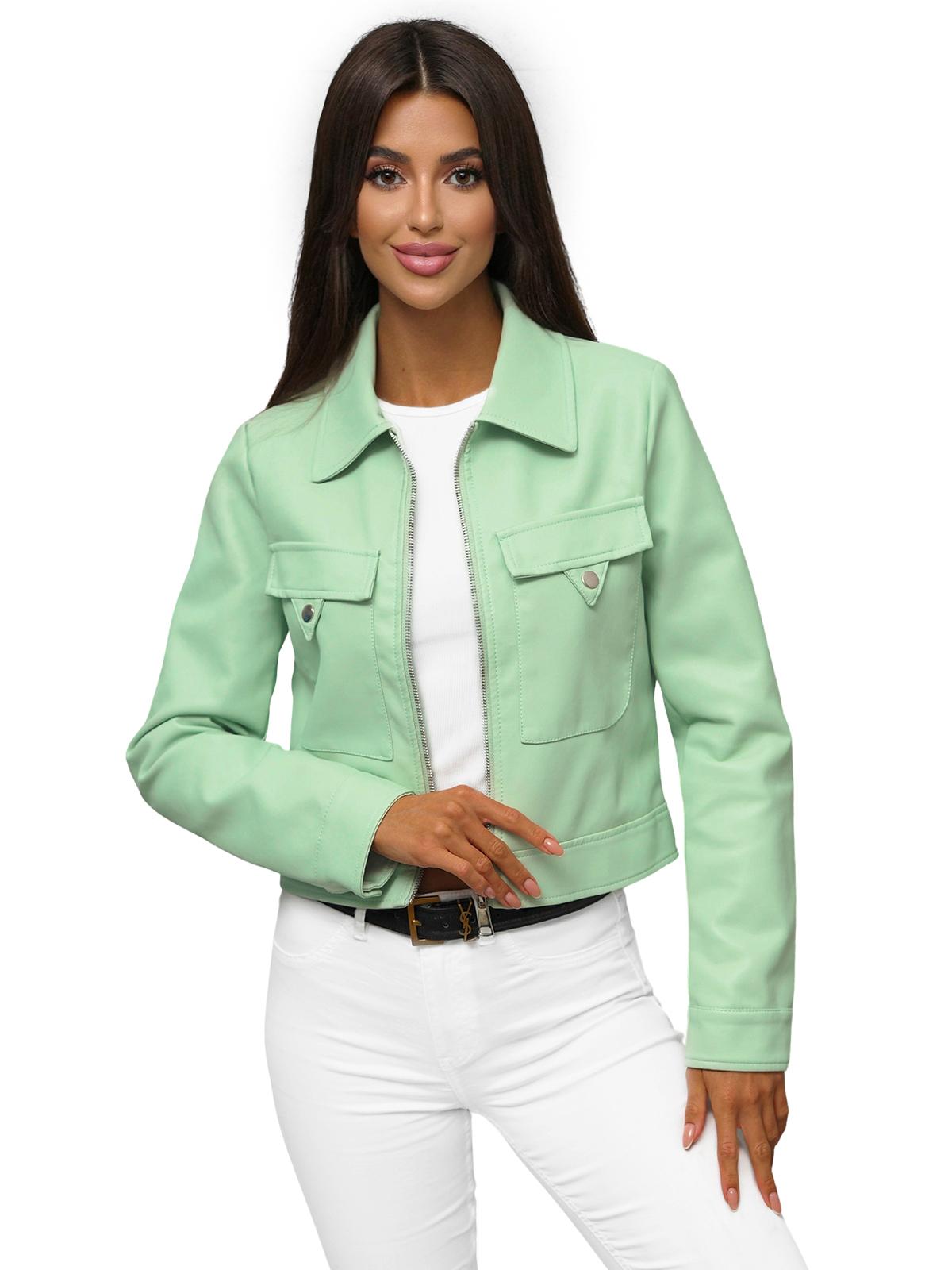 Damen Lederjacke Mintgrün OZONEE O/G117 M