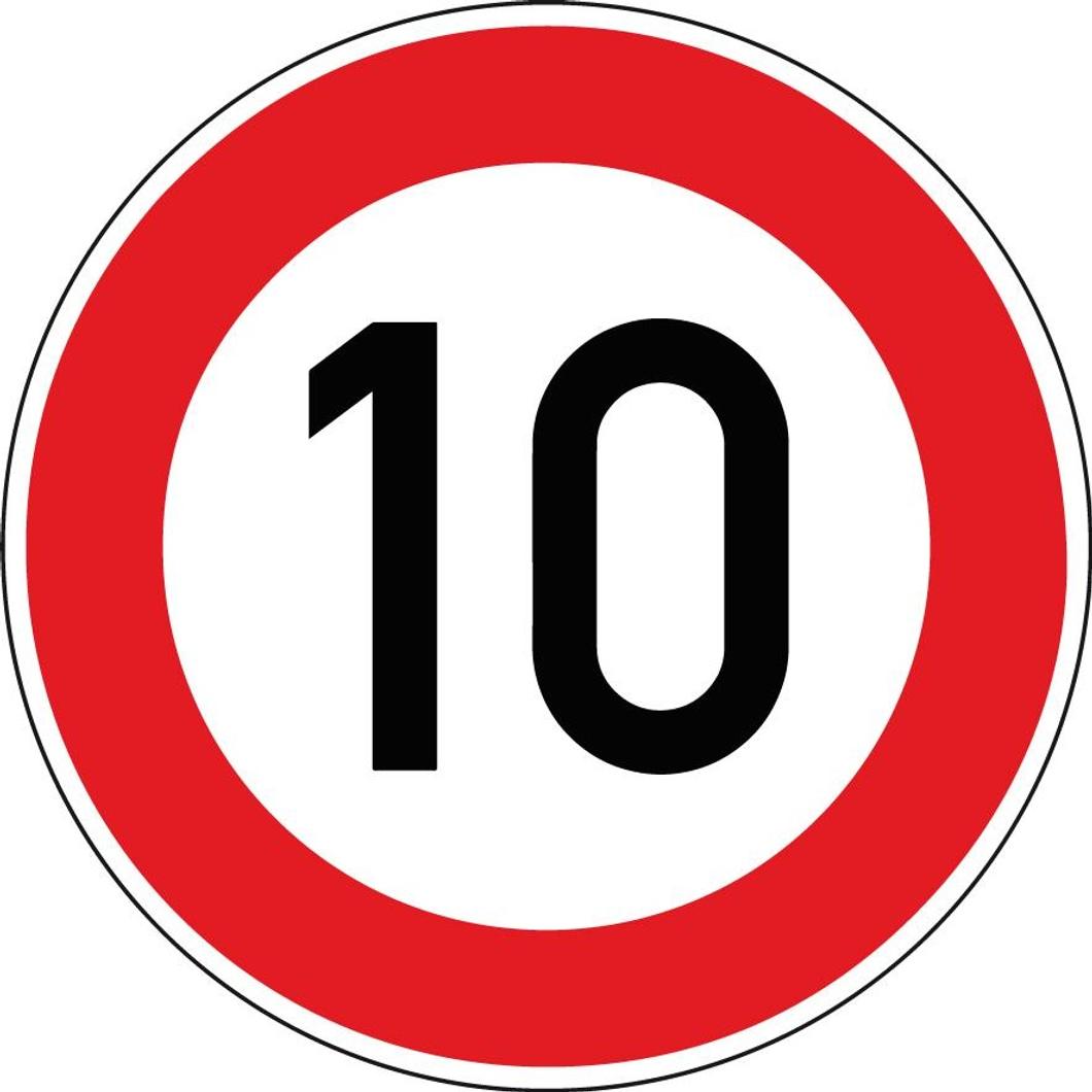 Sonstige Verkehrszeichen 274-10 Ronde 600 mm, 10 km/h, RAL-Gütezeichen Folie RA2
