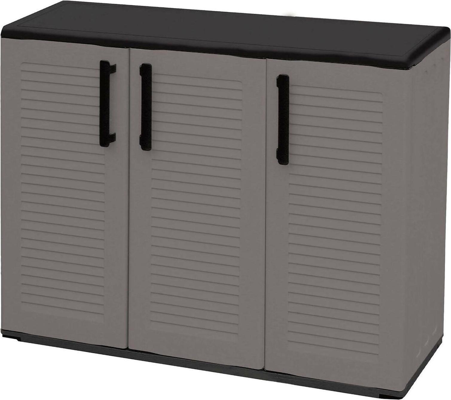 Dmora Außenschrank Gesves 102x37x84h cm Grau 2 Böden, 3 Türen