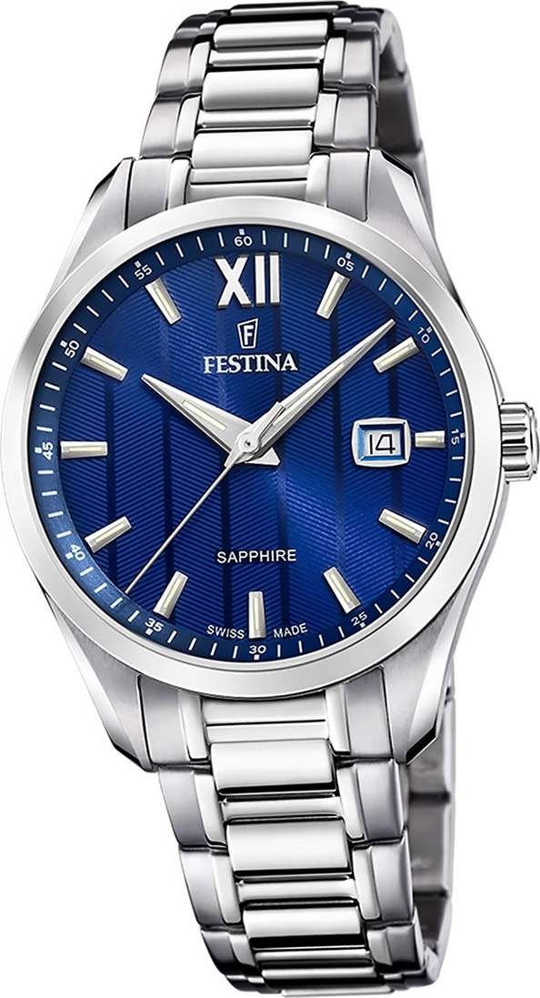 Festina pánske hodinky z ušľachtilej ocele strieborné Festina Swiss made náramkové hodinky D2UF20026/2