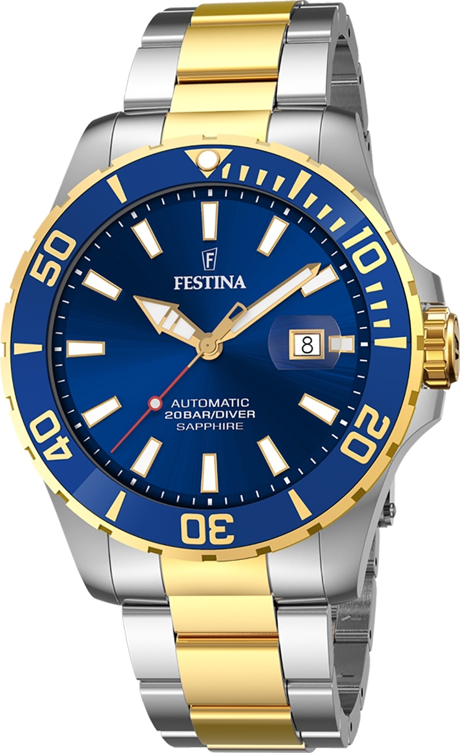 Pánske náramkové hodinky Festina z nehrdzavejúcej ocele strieborné zlaté Elegant D2UF20532/1
