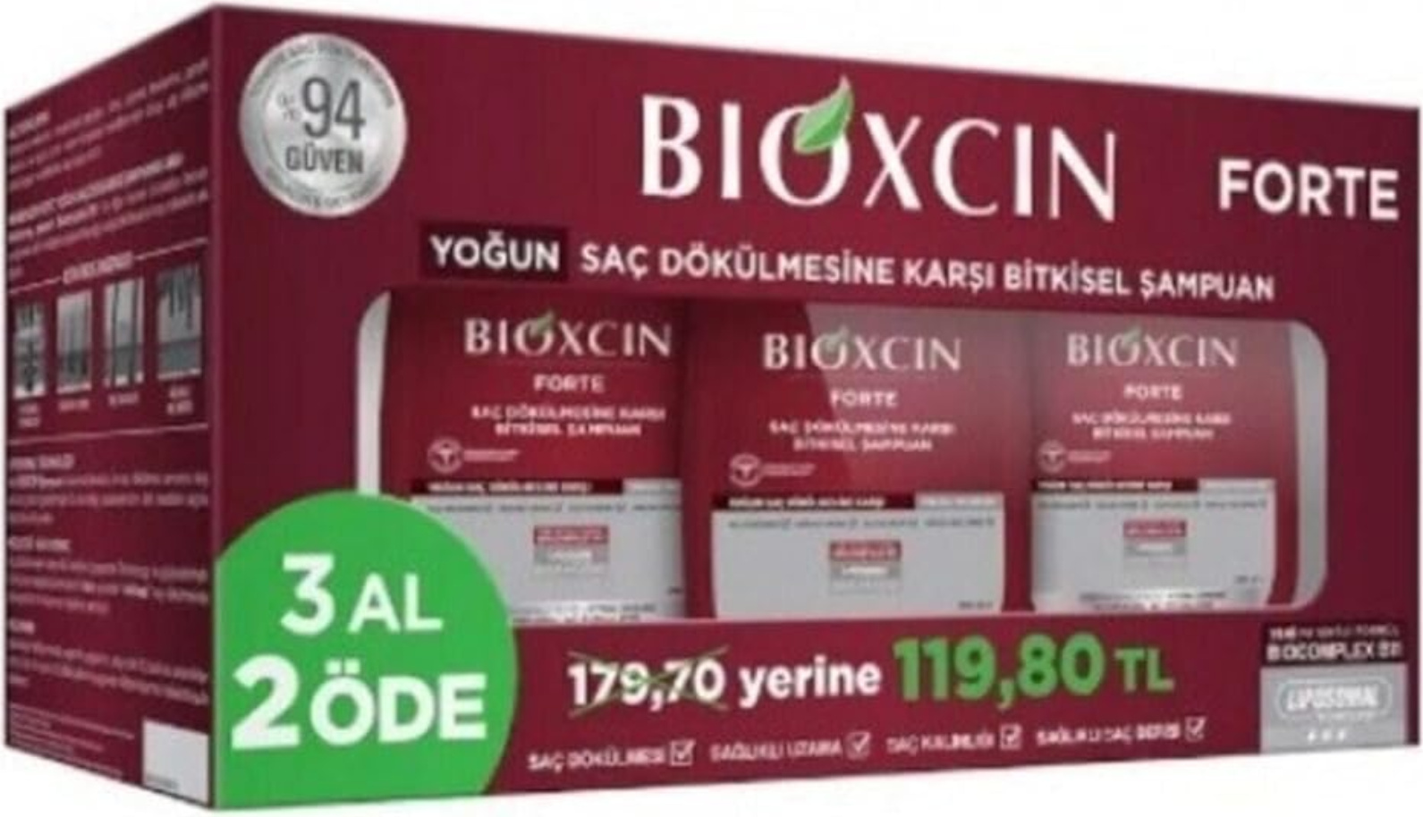 Bioxcin Forte 3x 300 ml Shampoo Kurzfristiges Angebot - Pflege gegen Haarausfall
