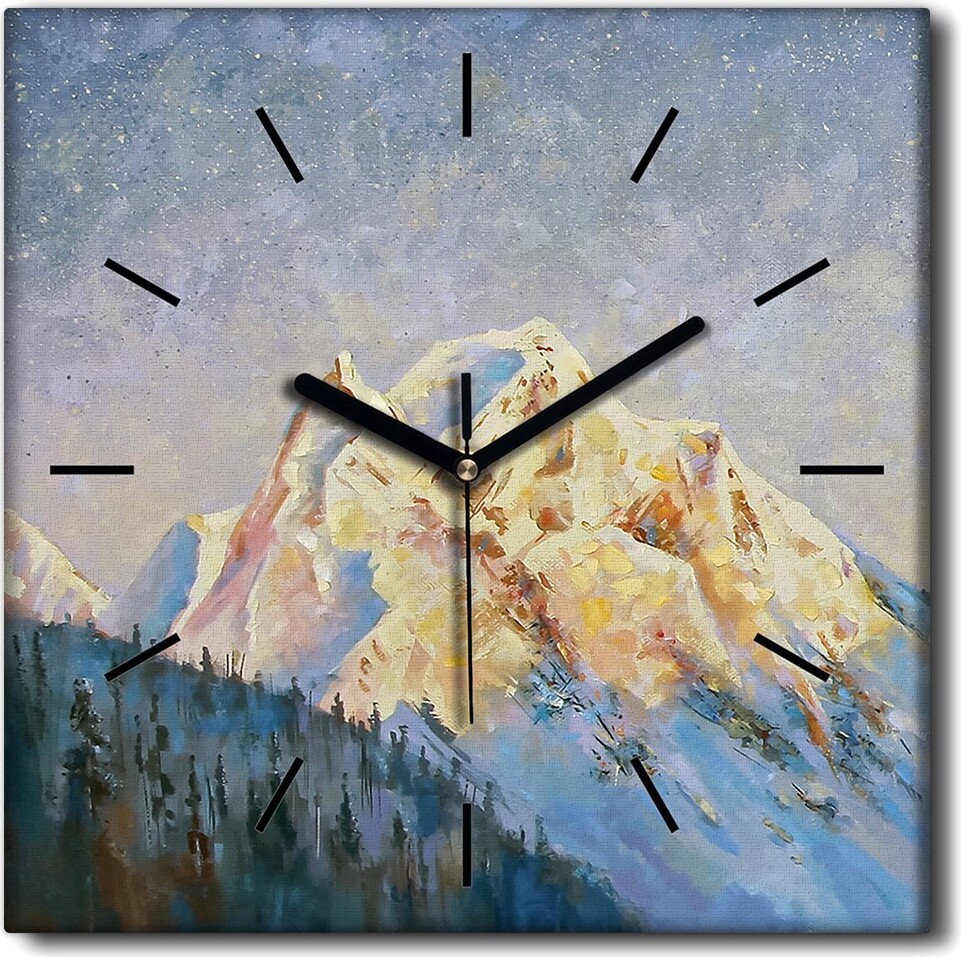 Coloray Uhr auf Leinwand 30x30 cm Wand Uhr Dekoration Wohnzimmer Segeltuch schwarze Hände -Berge Naturfelsen zck-30x30-213764685-c