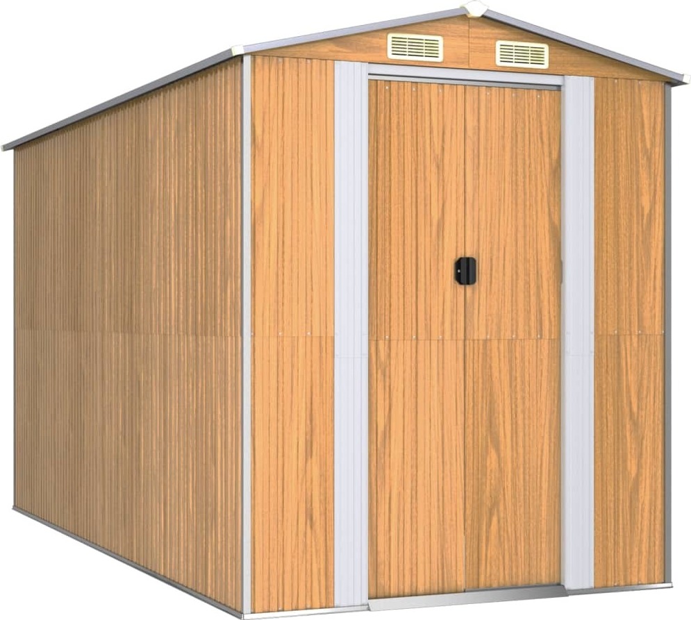 vidaXL Prístrešok na náradie svetlo hnedý 192x357x223 cm pozinkovaná oceľ