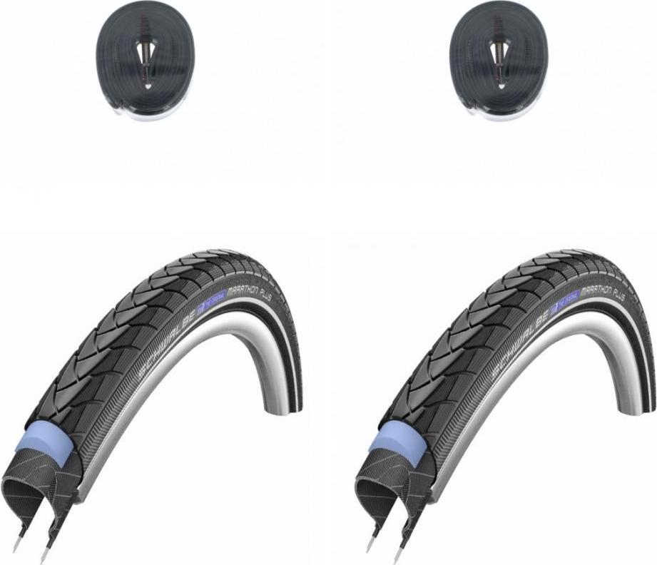 Schwalbe 2x Reifen Drahtreifen MARATHON PLUS 28x1.50 + 2x Schwalbe Schlauch D...