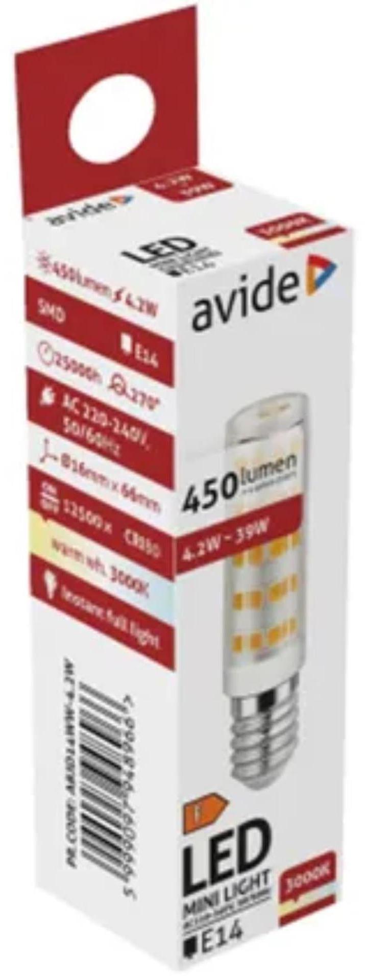 Avide LED-Lampe 4,2 W JD E14 WW 3000 K A-12013