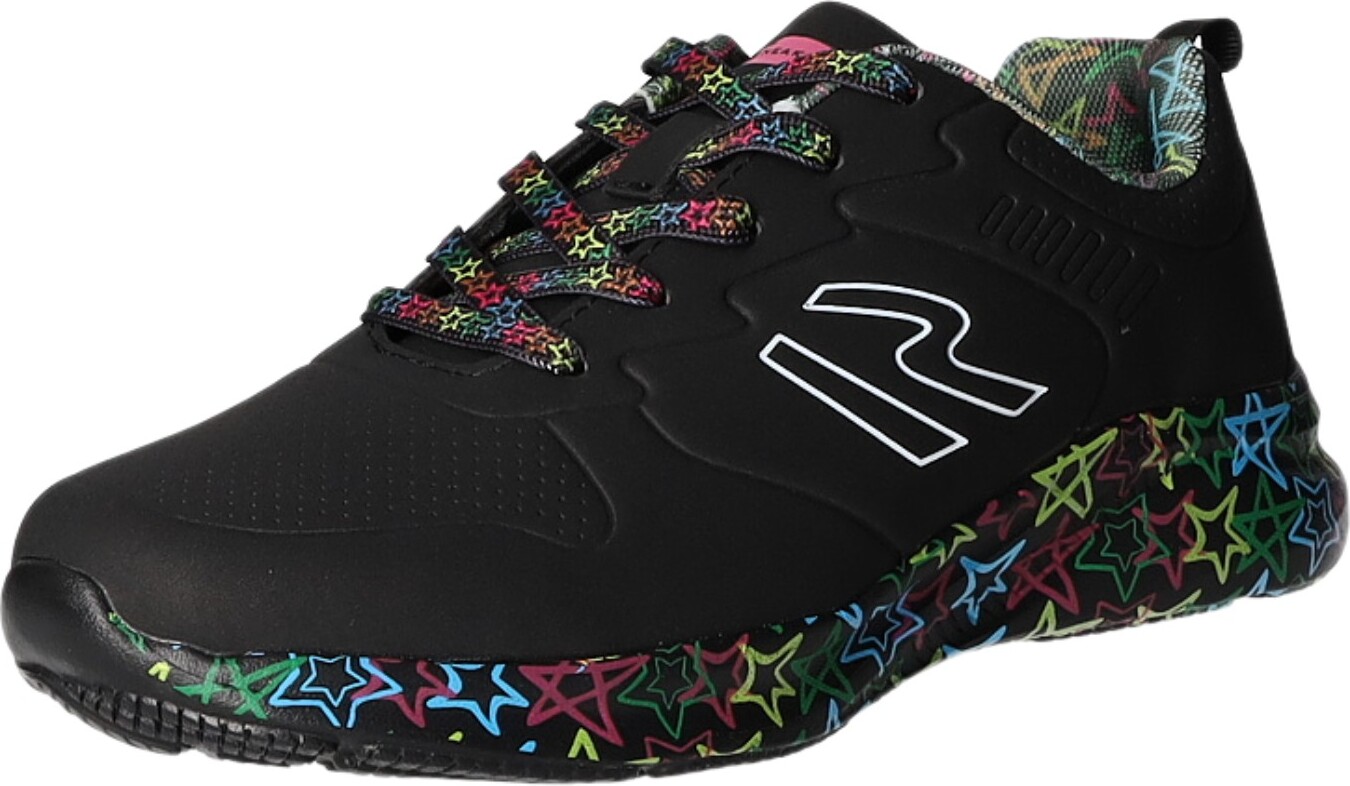 Sneakers Damen-Sneaker Stern-Muster Schwarz-Mehrfarbig, Farbe:schwarz, EU Größe:42 CC24393B-BK