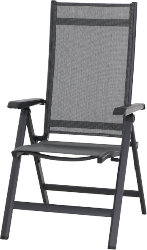 Gartenstuhl >Tesoro< in matt anthrazit, silber-schwarz - 68x110x60 (BxHxT)