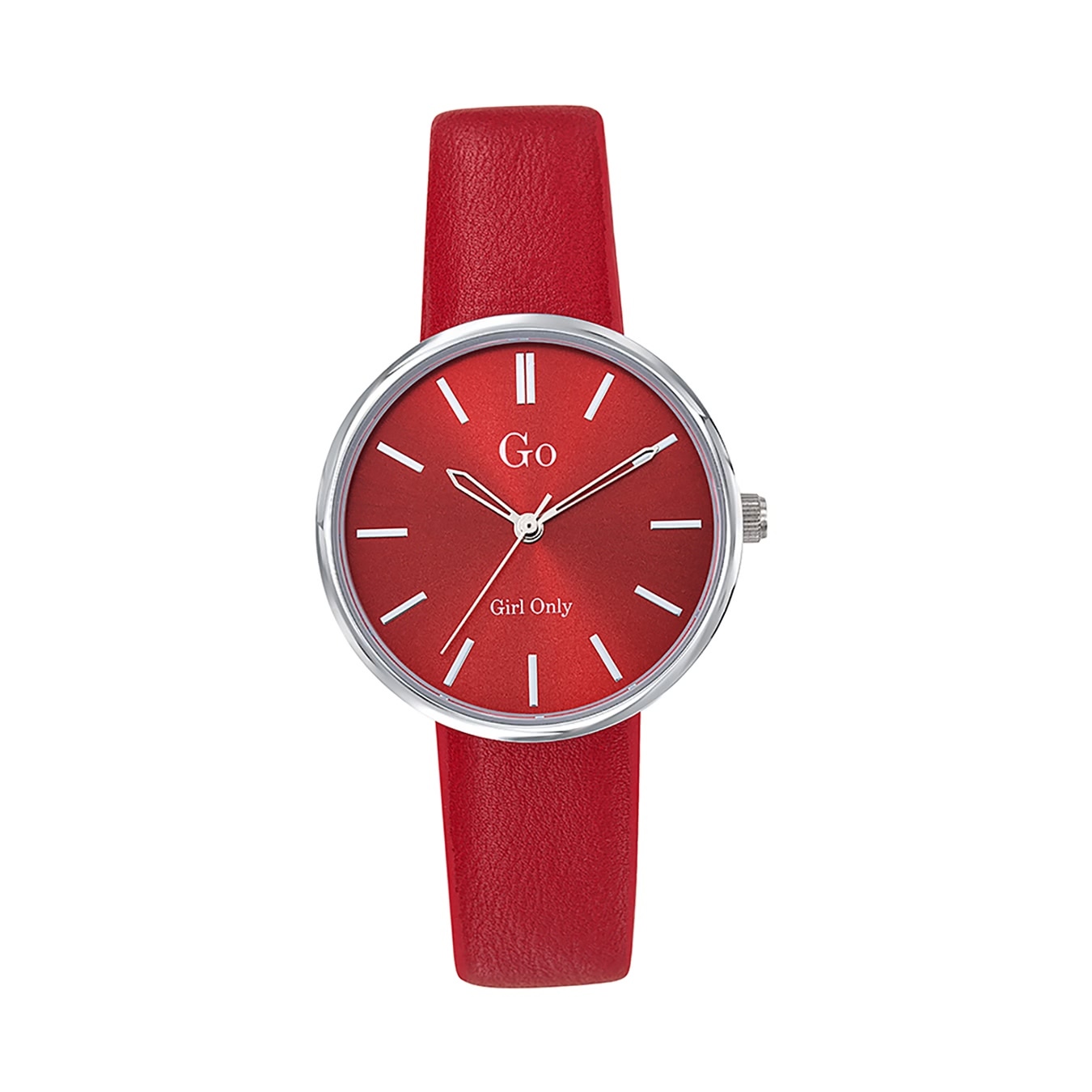 Len dámske náramkové hodinky Girl Only červené analógové GO s koženým remienkom D2UGO699315