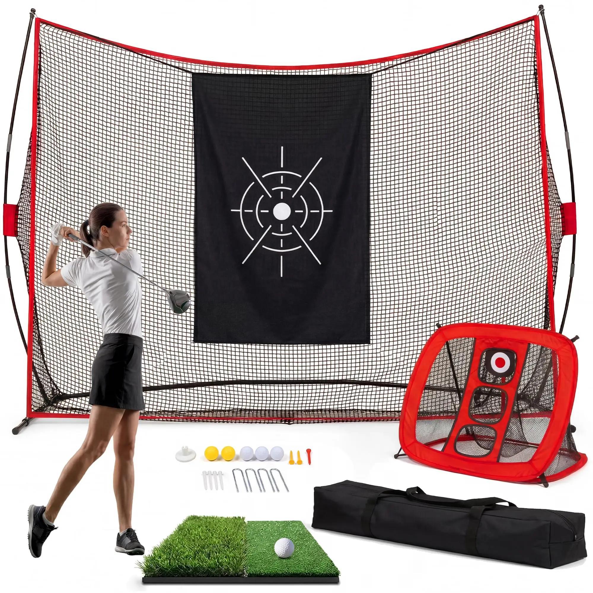 StarTech Golfnetz - Trainingsnetz für Abschläge und Chips - Robustes 5-lagiges Schlagnetz - Indoor & Outdoor Garten - Mit Matte, Bällen, Tees, Tasche - 3 x 2,1 m