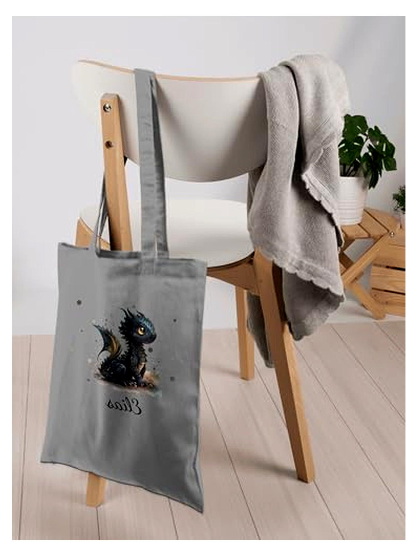 Markenlos Baumwolltasche - Süßer Kleiner Drache mit Namen I Nachtdrache I Dragon I Drachen I Drachenzähmen
