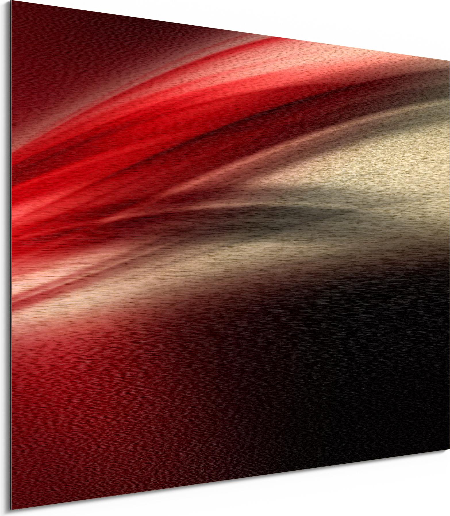 DEQORI Alu-Dibond Bild Gold 40x30 cm 'Energiegeladener Schweif' Wandbild Metall dünn AD-40-30-G-1425-UV