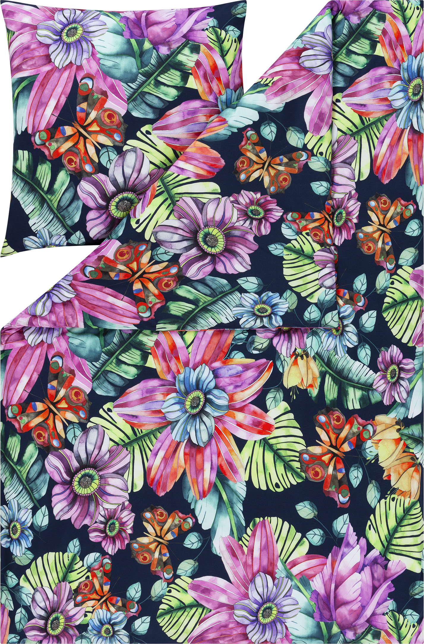 Estella Mako Jersey Bettwäsche 155x220 Amarina indigo Flowerpower 6623-606