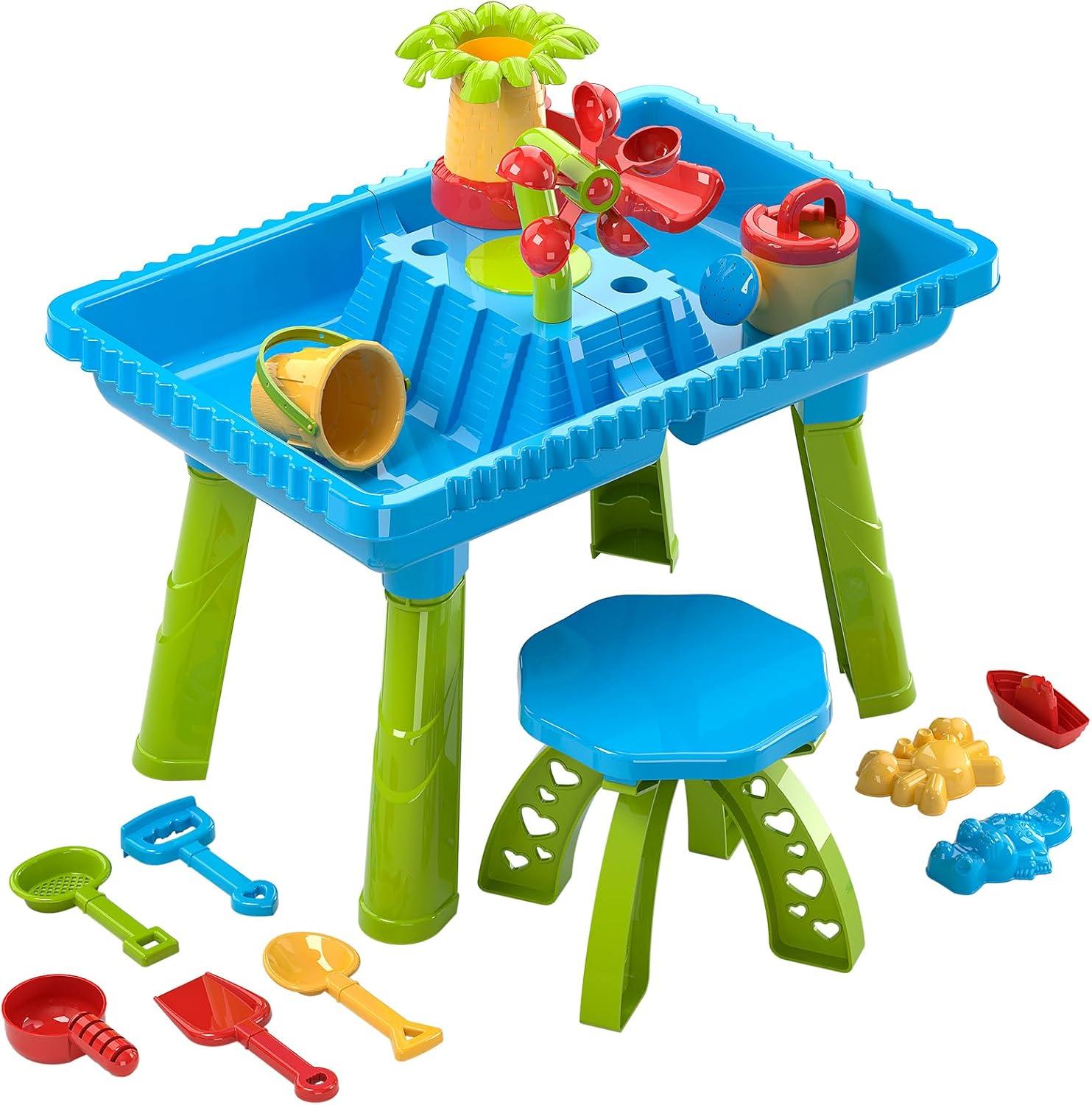Selius Wassertisch – Wassertisch-Spielzeug – Wasserspieltisch – Sandmaschine – Activitytisch – mit 27 Teilen