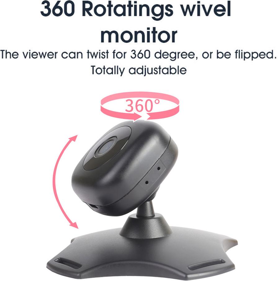 WiFi detský monitor do auta Bezdrôtová monitorovacia kamera pre detské zadné sedadlo 360�� Otáčanie Nočné videnie USB napájanie Detská zrkadlová kamera do auta