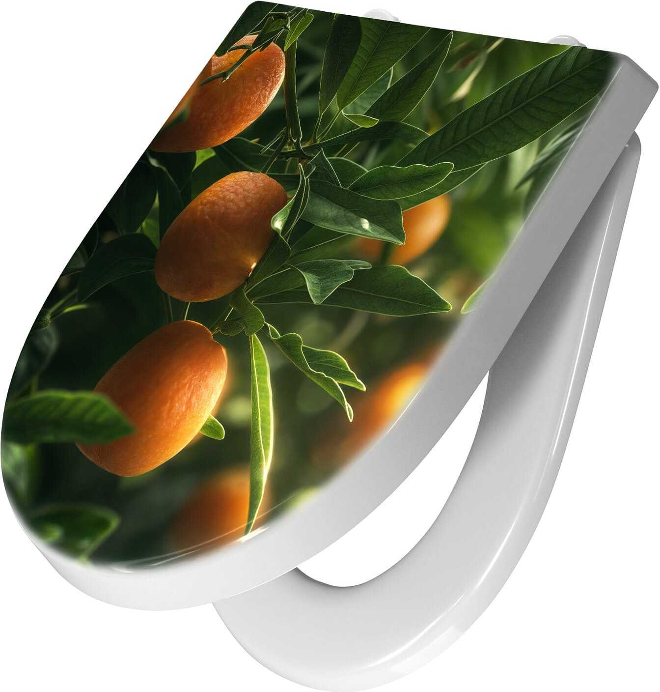 Primedeco WC-Sitz mit Absenkautomatik, Softclose Scharnier mit Motiv Orangenbaum Closeup
