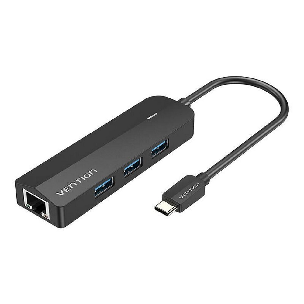 Rozbočovač USB-C s 3x USB 3.0, RJ45, Micro-B Vention TGPBB 0,15 m Negru