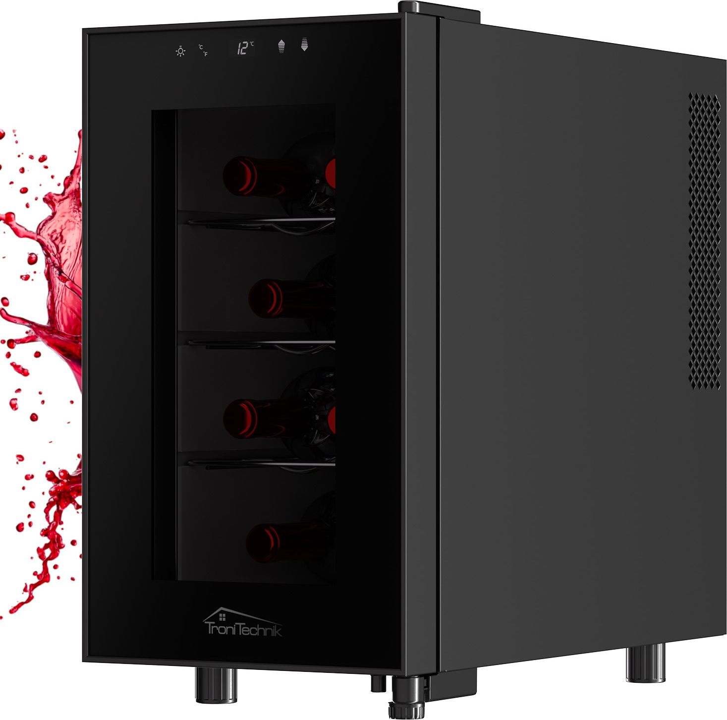 TroniTechnik® Weinkühlschrank Marseille, Getränkekühlschrank, Minibar Weinkühler, 23 Liter, 8 Flaschen TT-6001