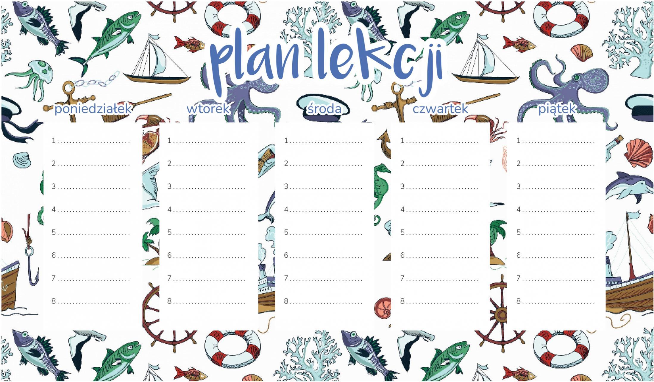 Tapdruk Magnetischer Unterrichtsplan Meeressymbole 30x17,5CM