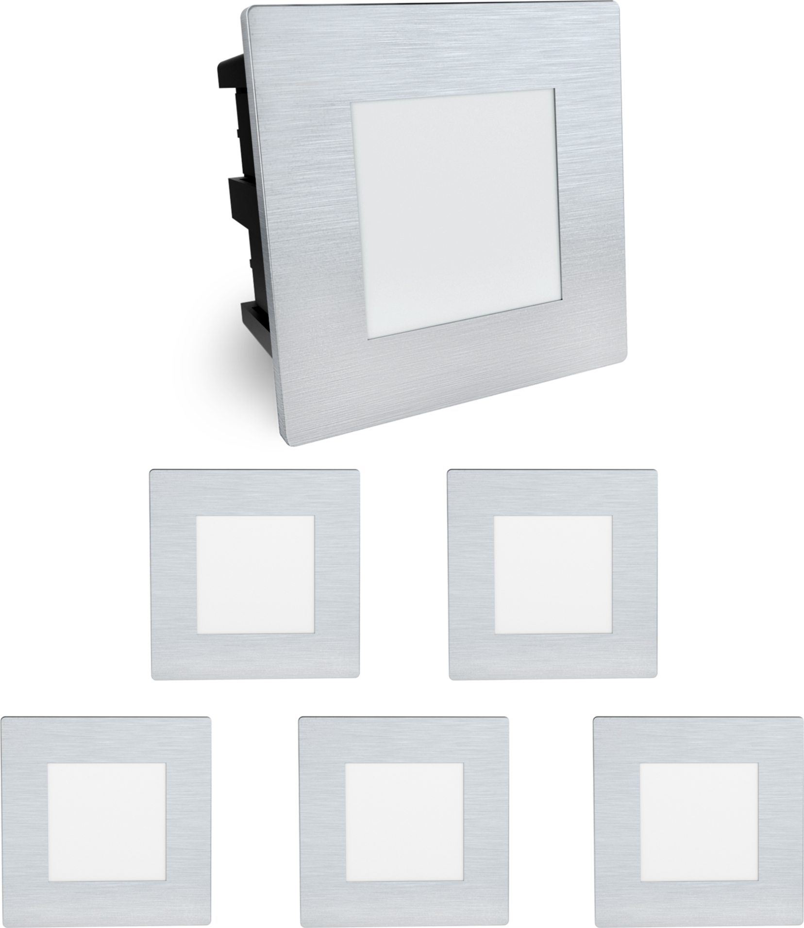 SSC-LUXon® LED Treppenbeleuchtung Treppenlicht Wandeinbauleuchte Treppe Piko-SQ, IP65, 230V, 1,5W, warmweiß - für Außenbereich & Absätze Stufenbeleuchtung SSC-1371