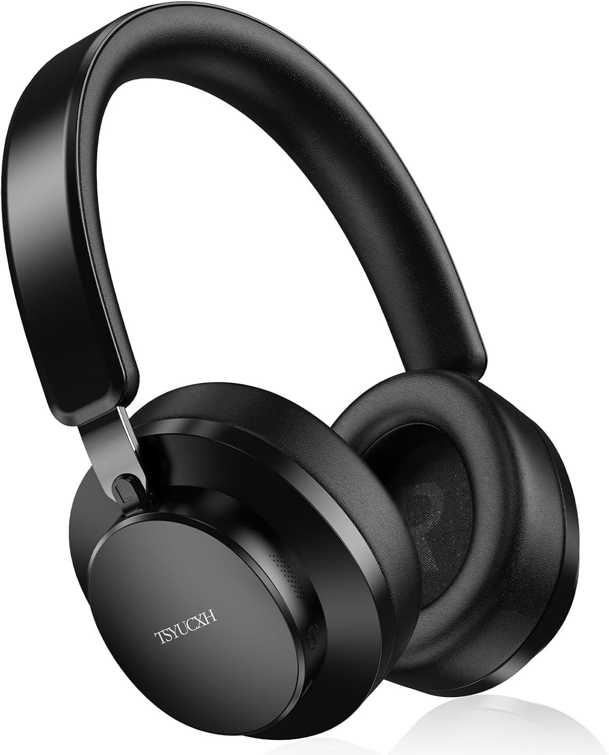 TSYUCXH Noise Cancelling Kopfhörer Kabellos Bluetooth, Over Ear Kopfhörer Bluetooth mit Mikrofon, 65h Spielzeit, Klare Anrufe, Komfort Passform für Reisen