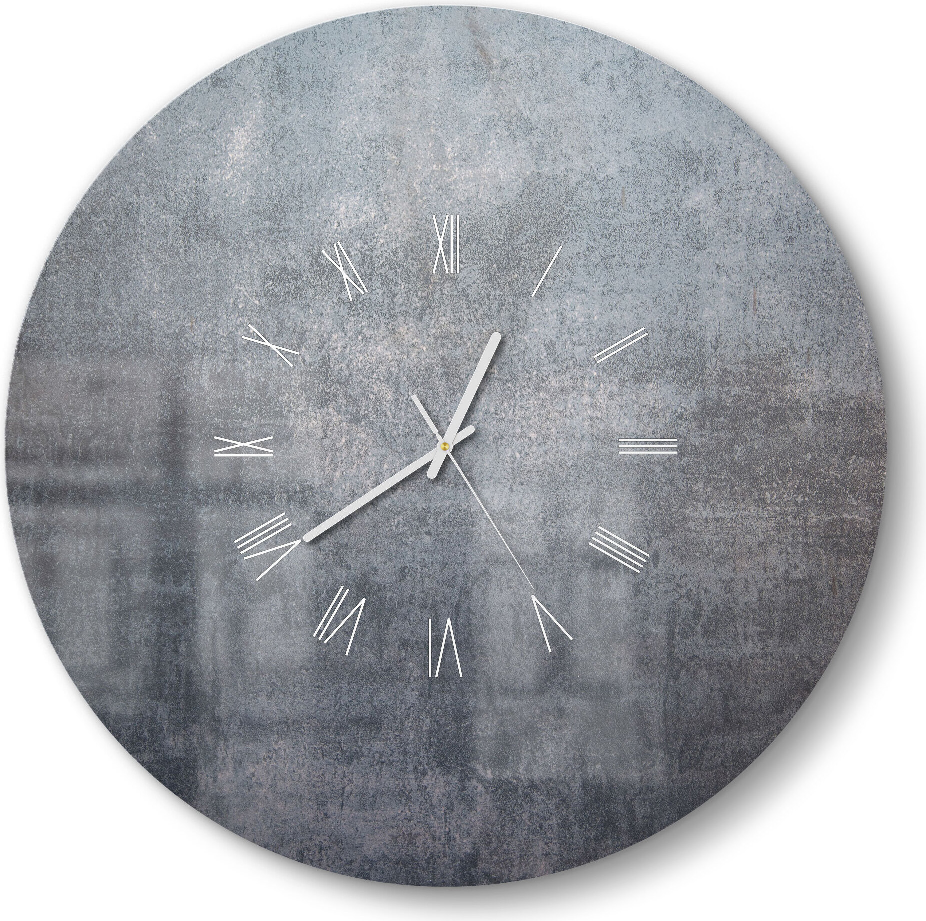 DEQORI Glasuhr Ø50 cm Römisch 'Raue Metalloberfläche' Wanduhr Glas Uhr Design leise WC-D50-R-1187