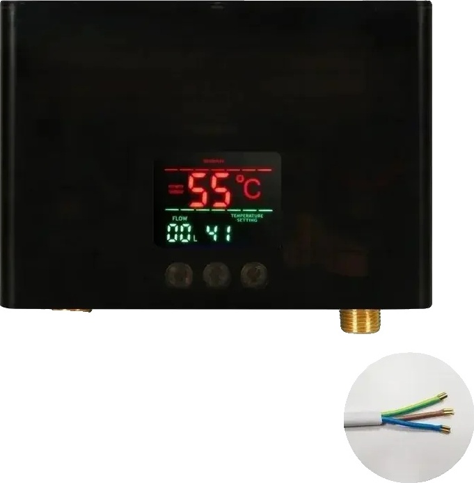 Prietokový ohrievač vody, napätie 220 V, výkon 5500 W , čierny 5500 W