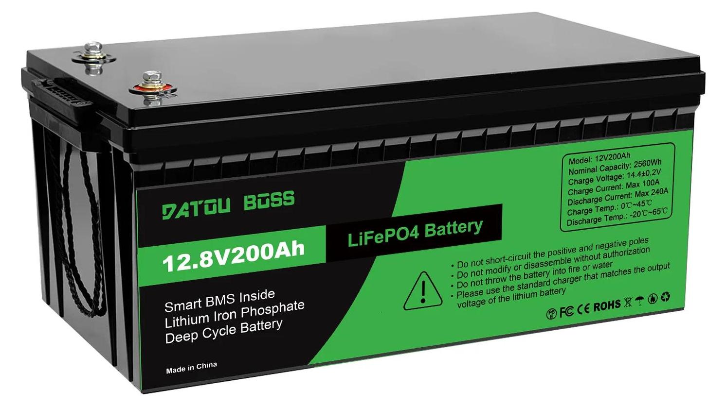 StarTech LiFePO4 Batterie - DT-12V200AH - 12V - 200Ah - Tiefzyklus - Maße 49×26×22 cm - Gewicht 18,25 kg - Grün