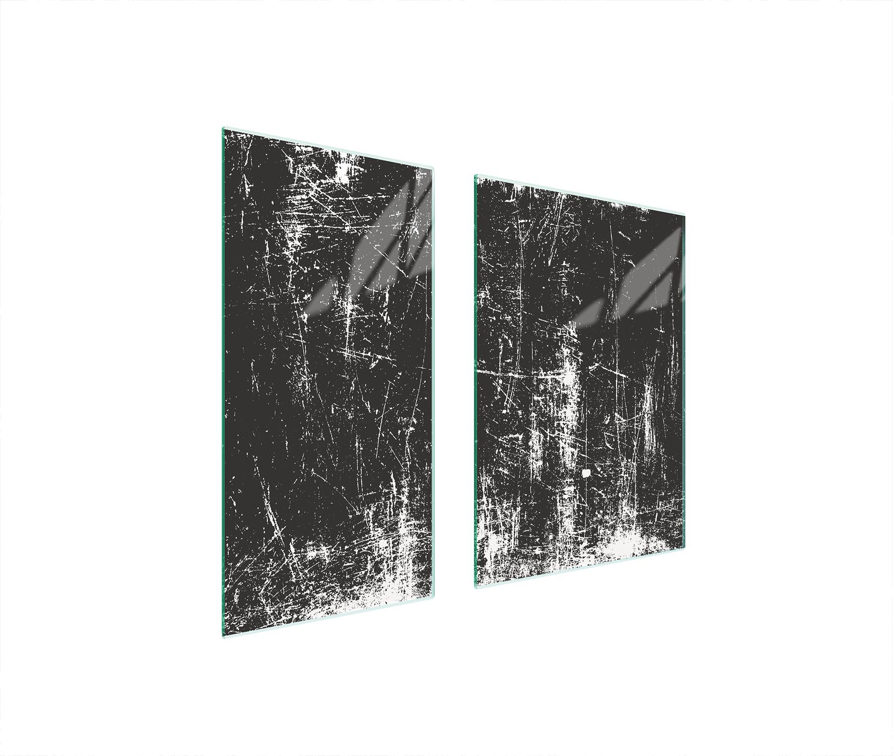 TMK ArtDeko Herdabdeckplatten 2 teilig 75x52 Ceranfeld Abdeckung Glas Schneidebrett Stück Schwarz